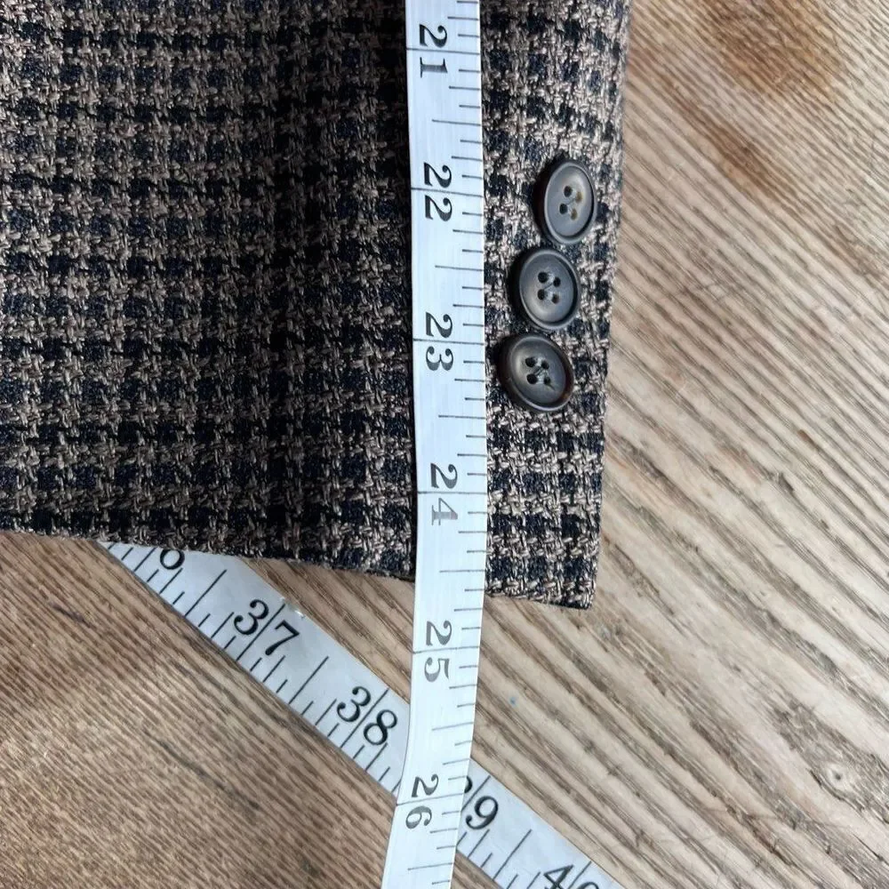 Vintage Vito Rufolo Silk Wool Sport Coat Blazer size 43E brown herringbone plaid